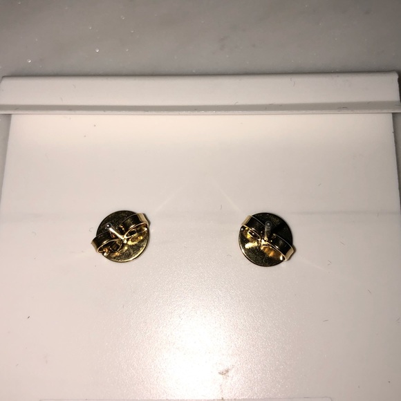 NEW Tory Burch Small Logo Stud Earrings Round Circle Gold Mini - Picture 5 of 5
